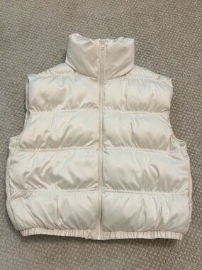 wild fable Off-White Quilted Cropped Puffer Vest